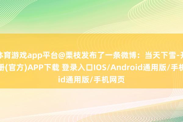 体育游戏app平台@栗枝发布了一条微博：当天下雪-开云注册(官方)APP下载 登录入口IOS/Android通用版/手机网页