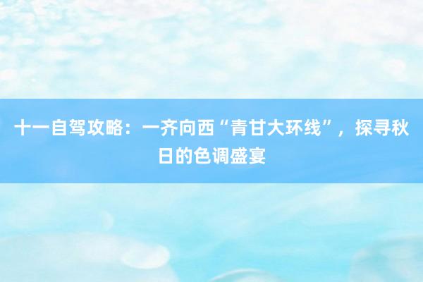 十一自驾攻略：一齐向西“青甘大环线”，探寻秋日的色调盛宴